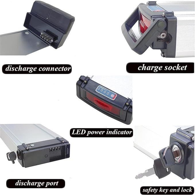 Batterie de remplacement pour vélo électrique 36/48V 13S4P 10S5P Batterie au lithium pour vélo électrique avec port USB pour moteur de 1000W