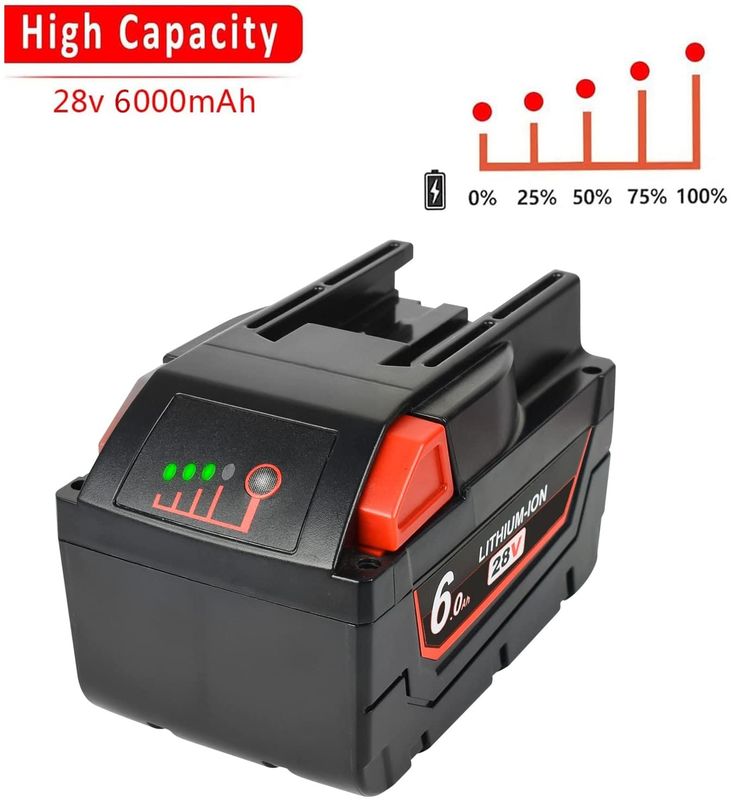 28V 6000mAh batterie Slide Pack Compatible avec les outils électriques sans fil Milwaukee Compatible avec le remplacement Milwaukee